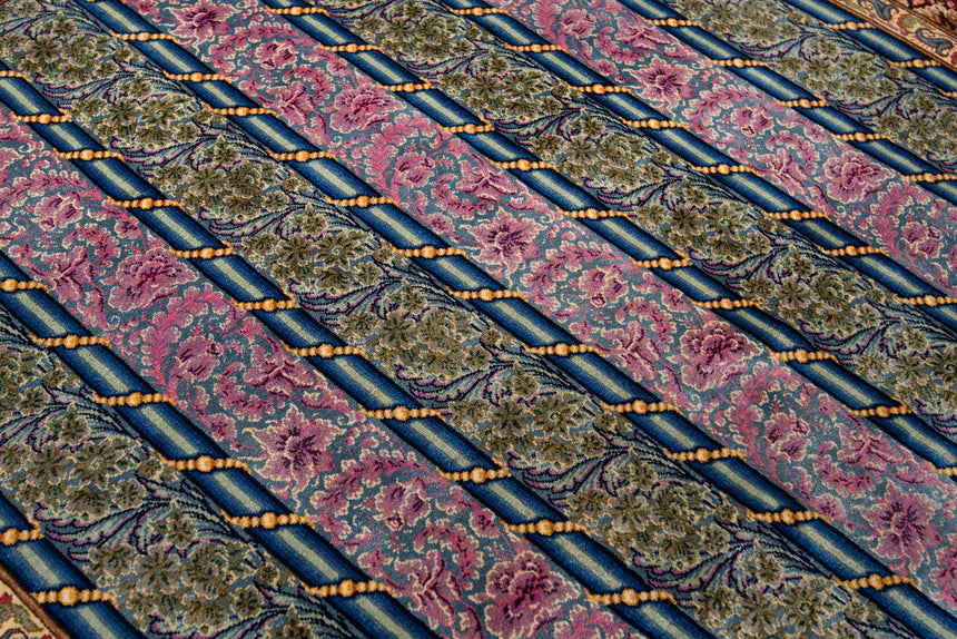 Alfombra persa de seda pura Qom | 122 x 83 cm