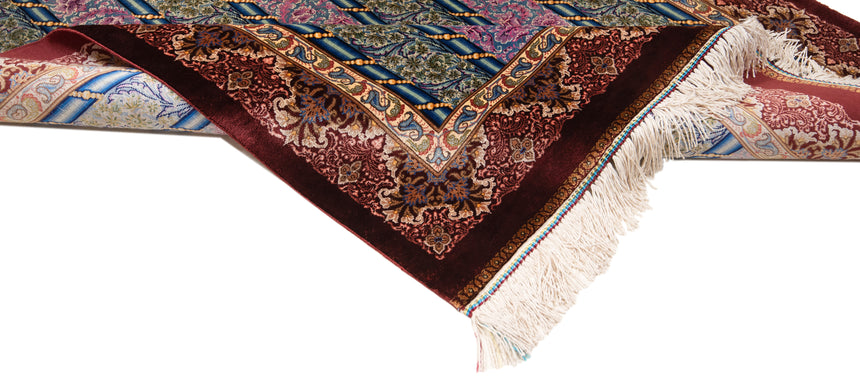 Alfombra persa de seda pura Qom | 122 x 83 cm