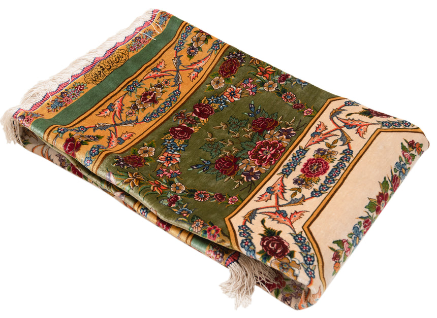 Alfombra persa de seda pura Qom | 167 x 108 cm