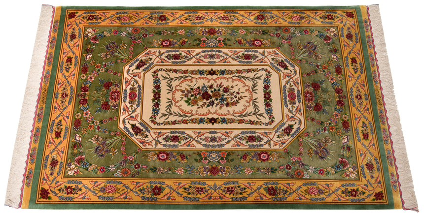 Alfombra persa de seda pura Qom | 167 x 108 cm