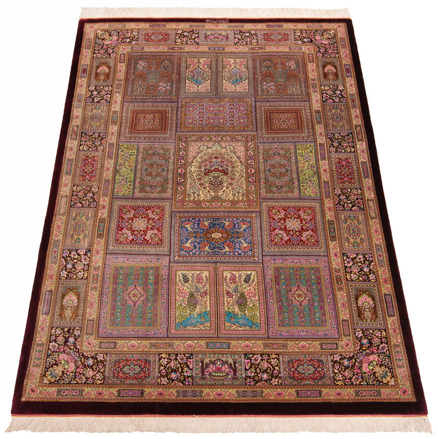 Alfombra persa de seda pura Qom | 200 x 137 cm