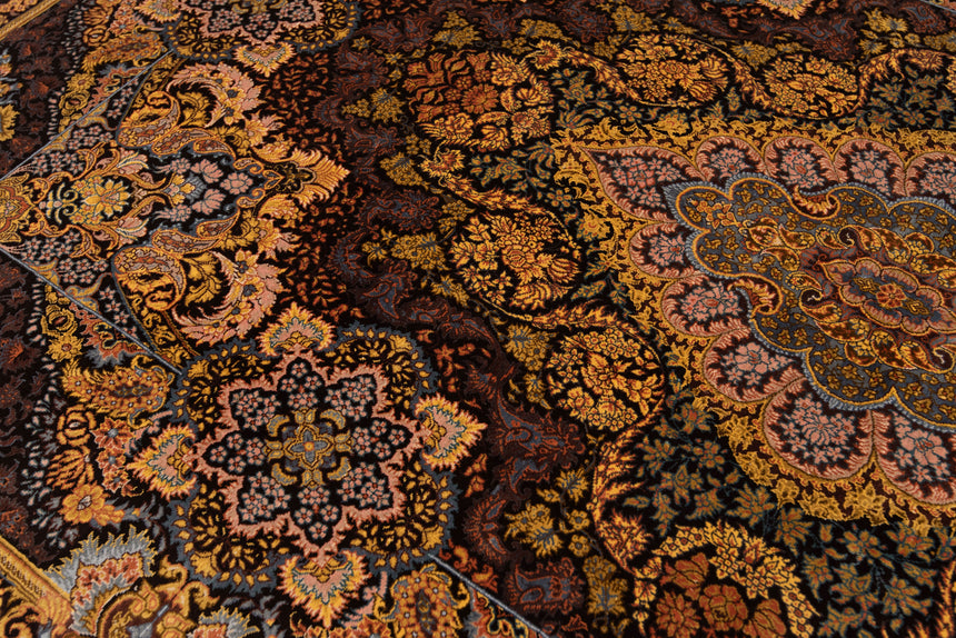 Alfombra persa de seda pura Qom | 156 x 104 cm