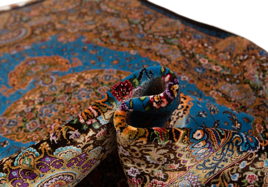Alfombra persa de seda pura Qom | 154 x 98 cm