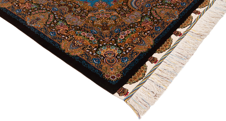 Alfombra persa de seda pura Qom | 154 x 98 cm