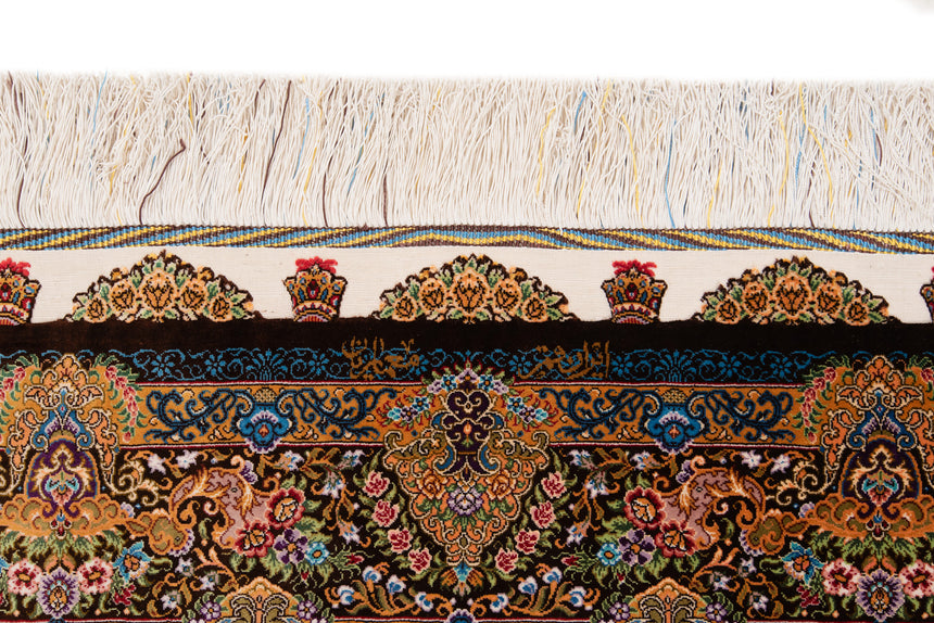 Alfombra persa de seda pura Qom | 154 x 98 cm