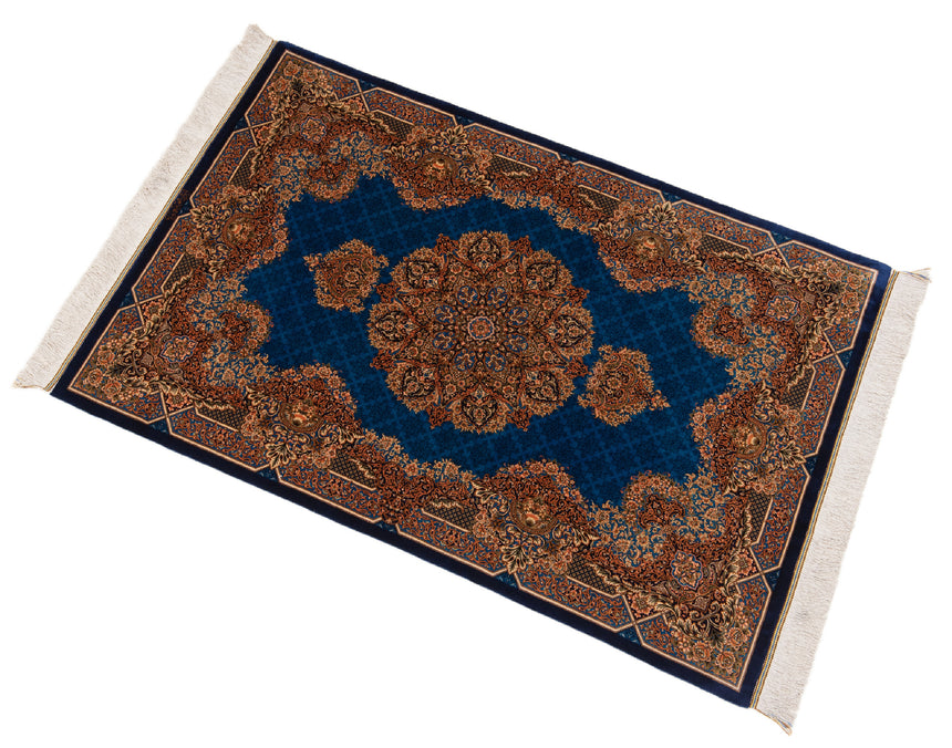 Alfombra persa de seda pura Qom | 153 x 99 cm