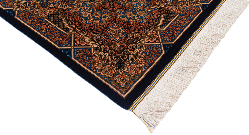 Alfombra persa de seda pura Qom | 153 x 99 cm