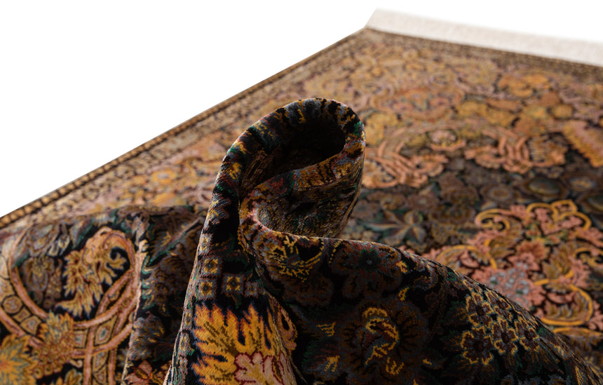 Alfombra persa de seda pura Qom | 150 x 103 cm