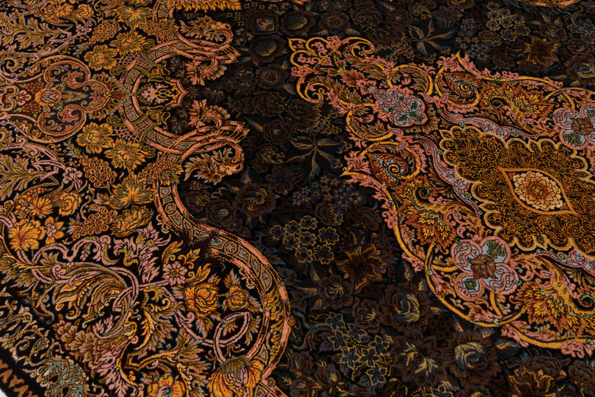 Alfombra persa de seda pura Qom | 150 x 103 cm