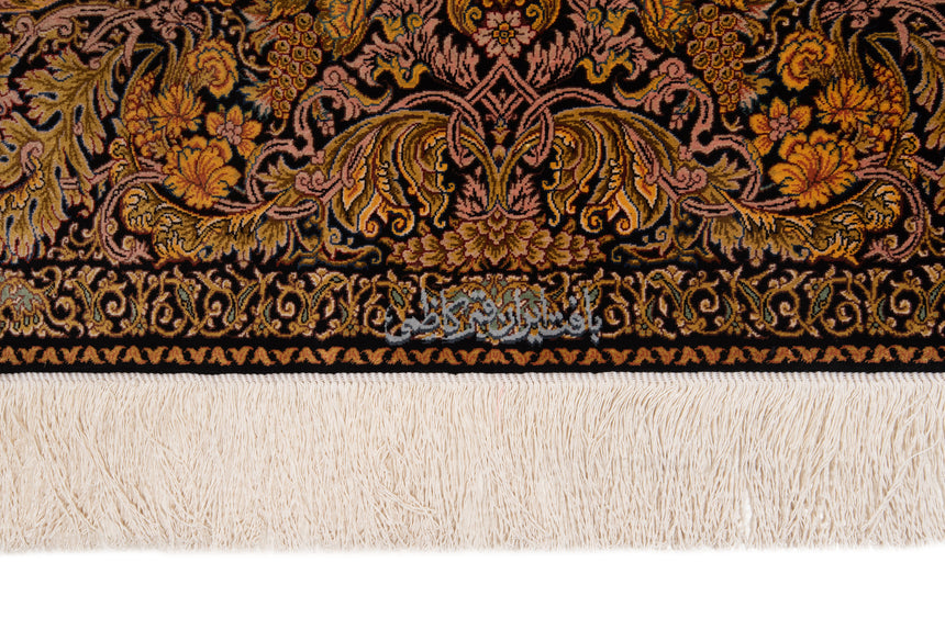 Alfombra persa de seda pura Qom | 150 x 103 cm