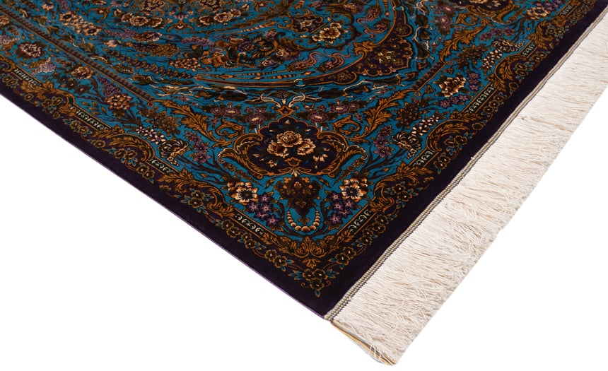 Alfombra persa de seda pura Qom | 155 x 100 cm