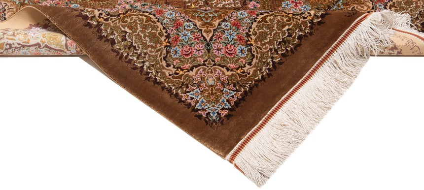 Alfombra persa de seda pura Qom | 150 x 100 cm