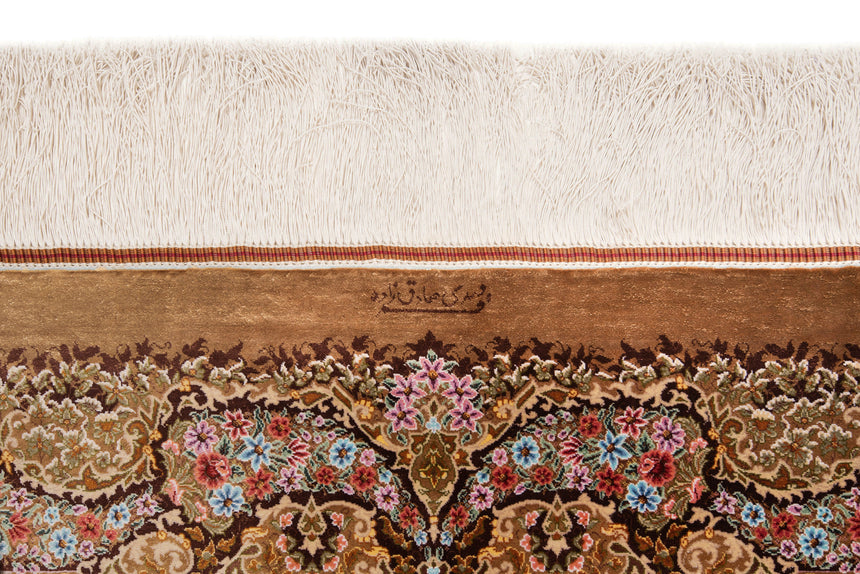 Alfombra persa de seda pura Qom | 150 x 100 cm