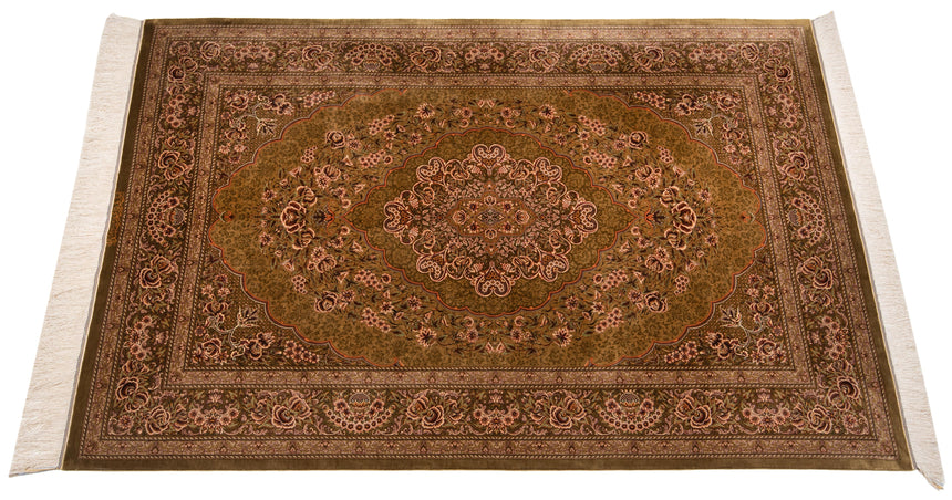 Alfombra persa de seda pura Qom | 203 x 135 cm