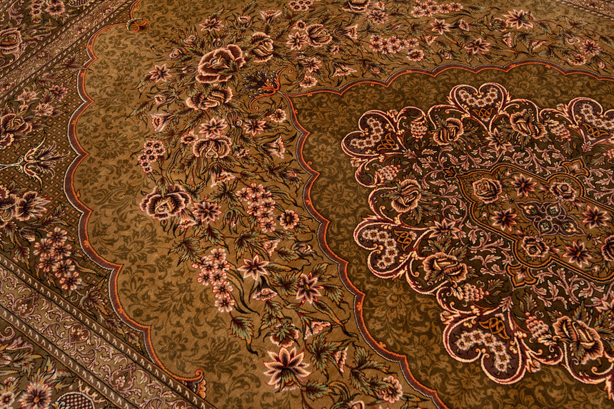 Alfombra persa de seda pura Qom | 203 x 135 cm