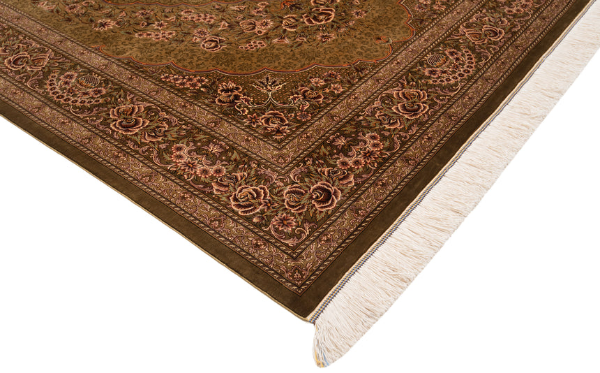 Alfombra persa de seda pura Qom | 203 x 135 cm