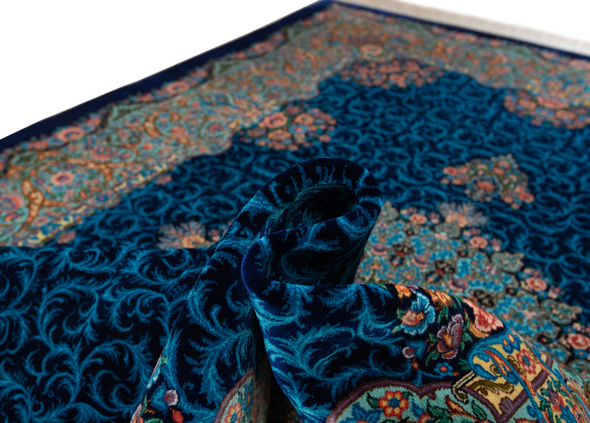 Alfombra persa de seda pura Qom | 191 x 126 cm