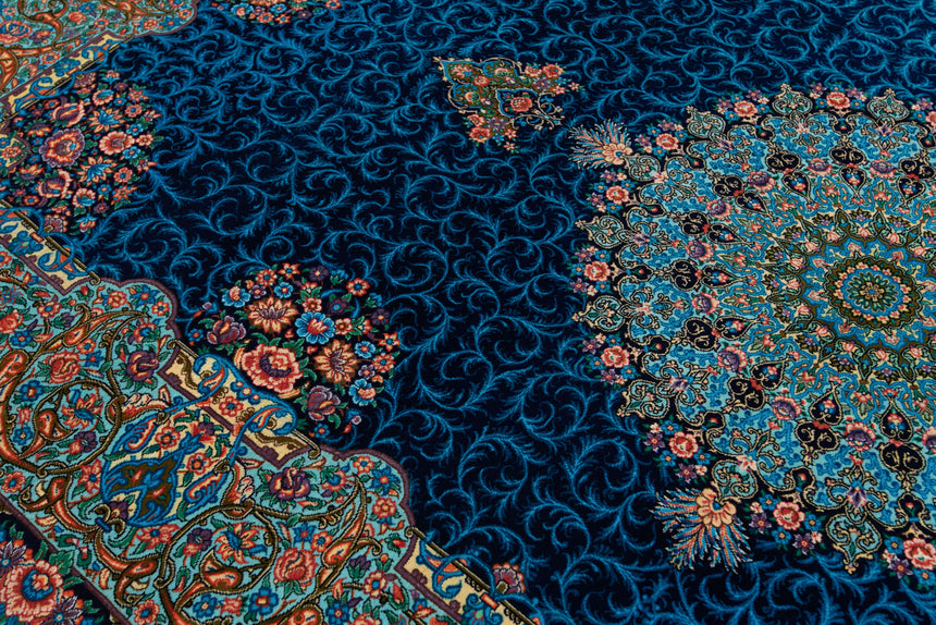 Alfombra persa de seda pura Qom | 191 x 126 cm