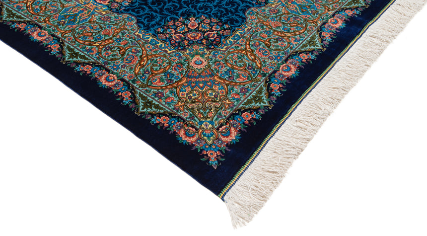 Alfombra persa de seda pura Qom | 191 x 126 cm