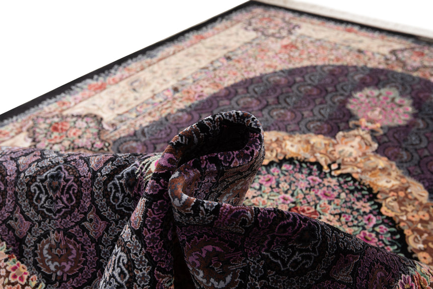 Alfombra persa de seda pura Qom | 200 x 129 cm