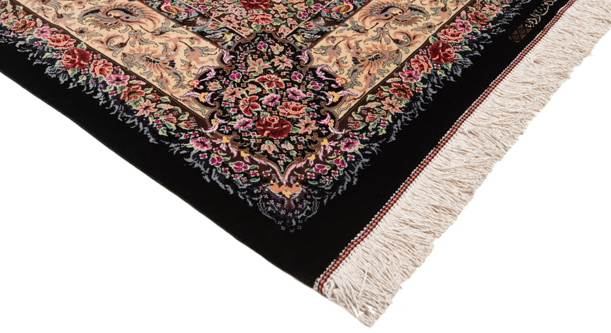 Alfombra persa de seda pura Qom | 200 x 129 cm