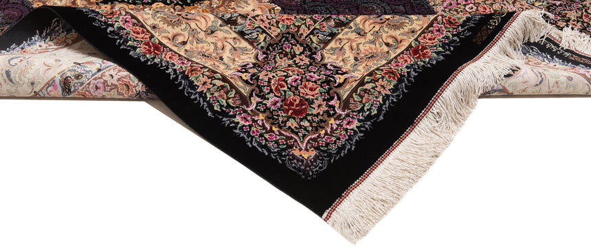 Alfombra persa de seda pura Qom | 200 x 129 cm