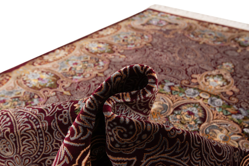 Alfombra persa de seda pura Qom | 202 x 137 cm