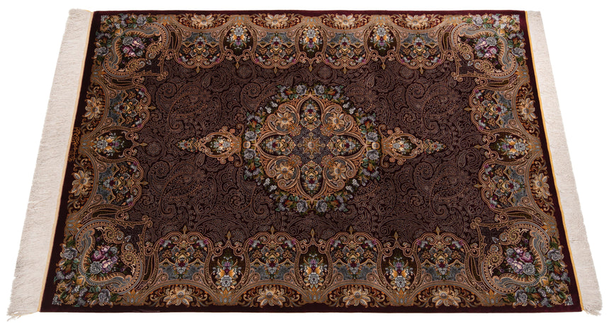 Alfombra persa de seda pura Qom | 202 x 137 cm