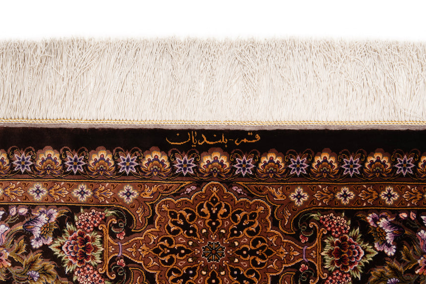 Alfombra persa de seda pura Qom | 204 x 131 cm