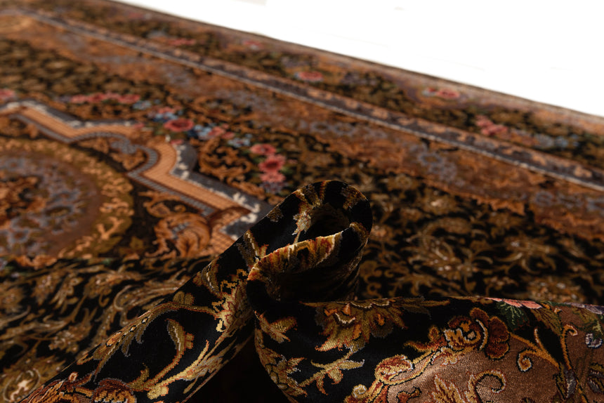 Alfombra persa de seda pura Qom | 303 x 200 cm