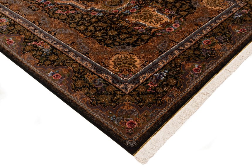 Alfombra persa de seda pura Qom | 303 x 200 cm