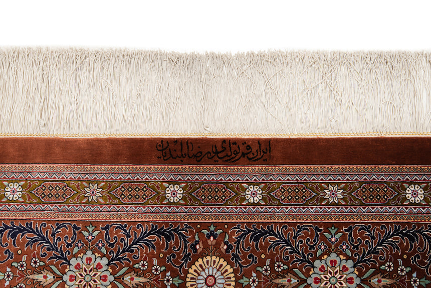 Alfombra persa de seda pura Qom | 300 x 200 cm