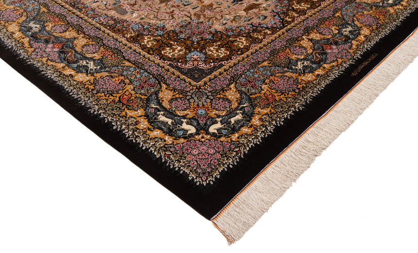 Alfombra persa de seda pura Qom | 298 x 205 cm