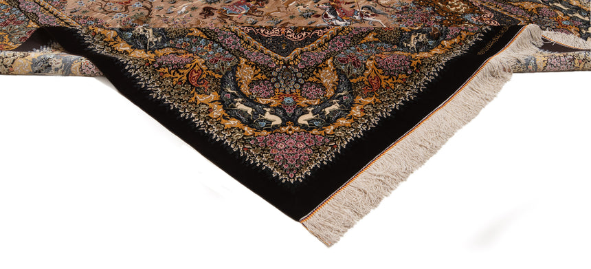 Alfombra persa de seda pura Qom | 298 x 205 cm