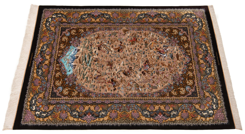 Alfombra persa de seda pura Qom | 298 x 205 cm