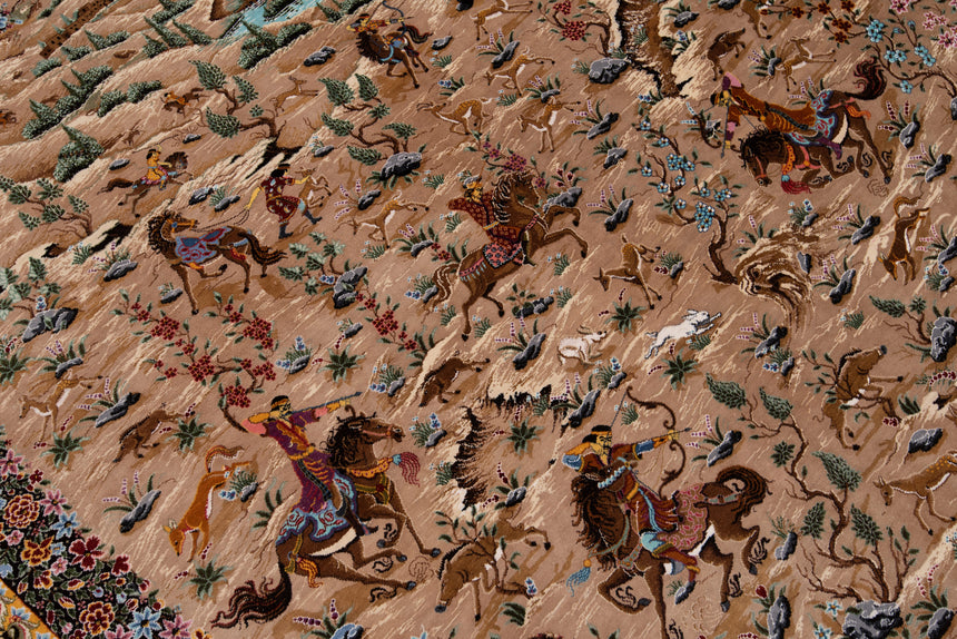 Alfombra persa de seda pura Qom | 298 x 205 cm