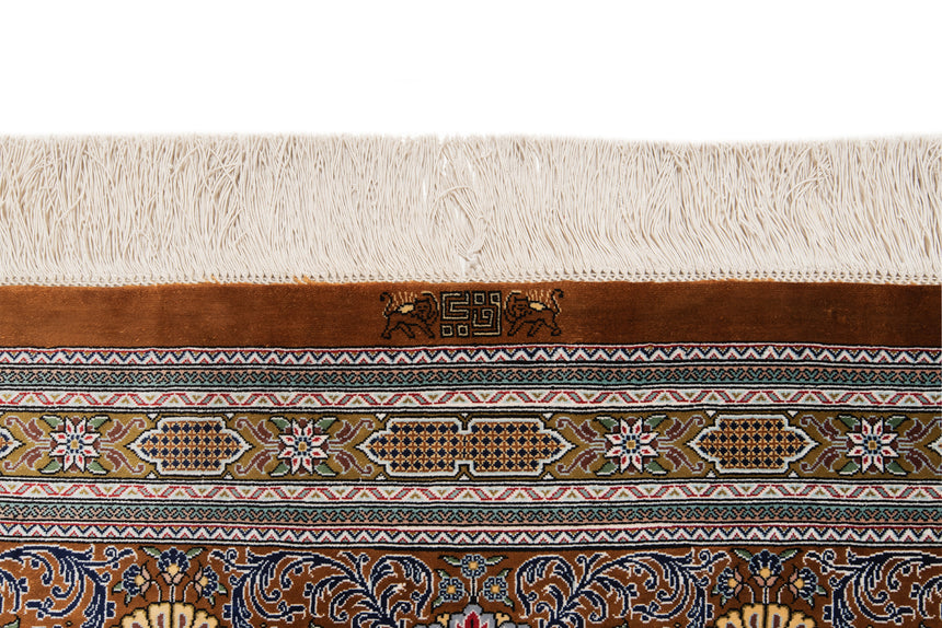 Alfombra persa de seda pura Qom | 300 x 243 cm