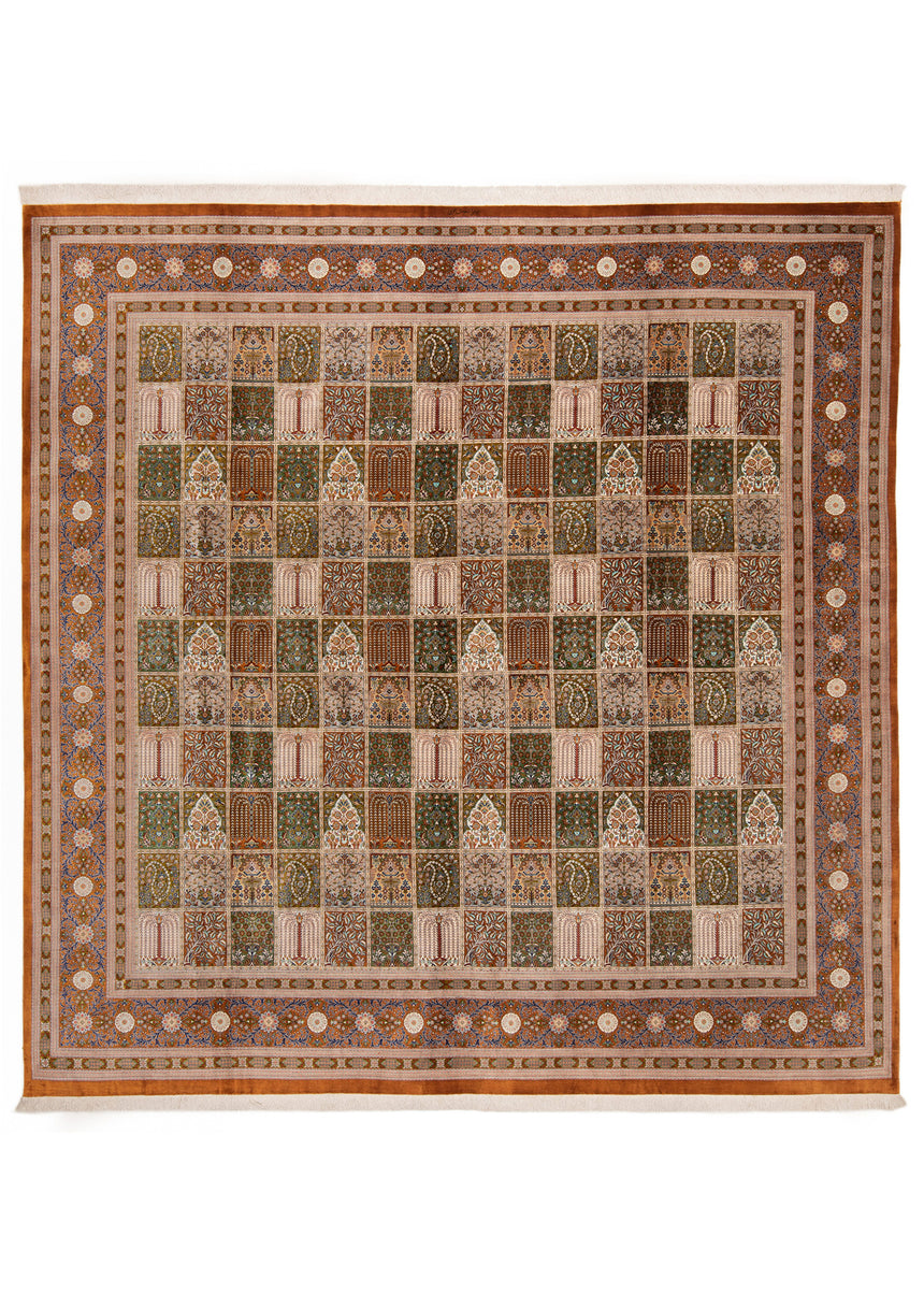 Alfombra persa de seda pura Qom | 300 x 294 cm