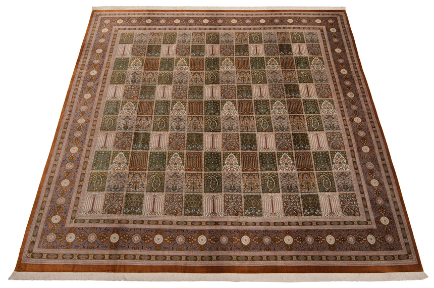 Alfombra persa de seda pura Qom | 300 x 294 cm