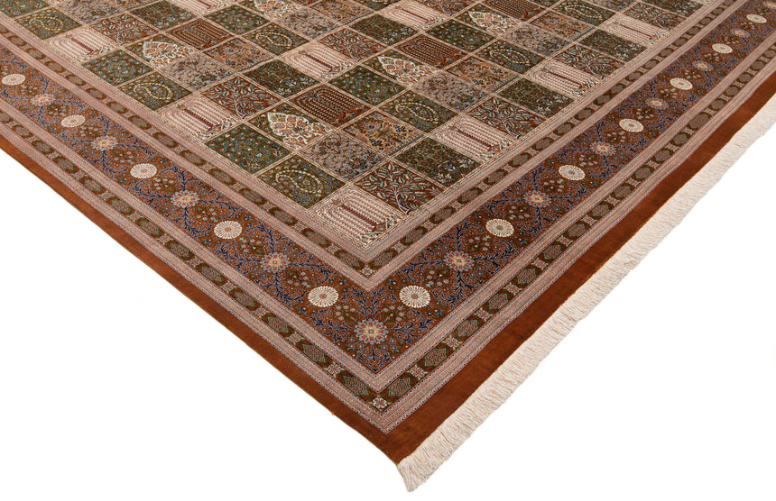 Alfombra persa de seda pura Qom | 300 x 294 cm