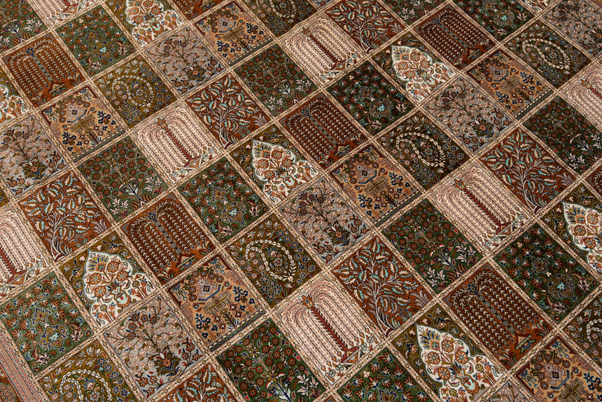 Alfombra persa de seda pura Qom | 300 x 294 cm