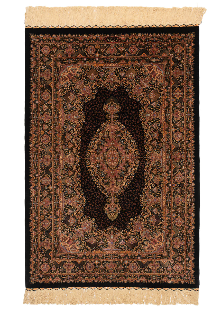 Alfombra persa de seda pura Qom | 120 x 80 cm