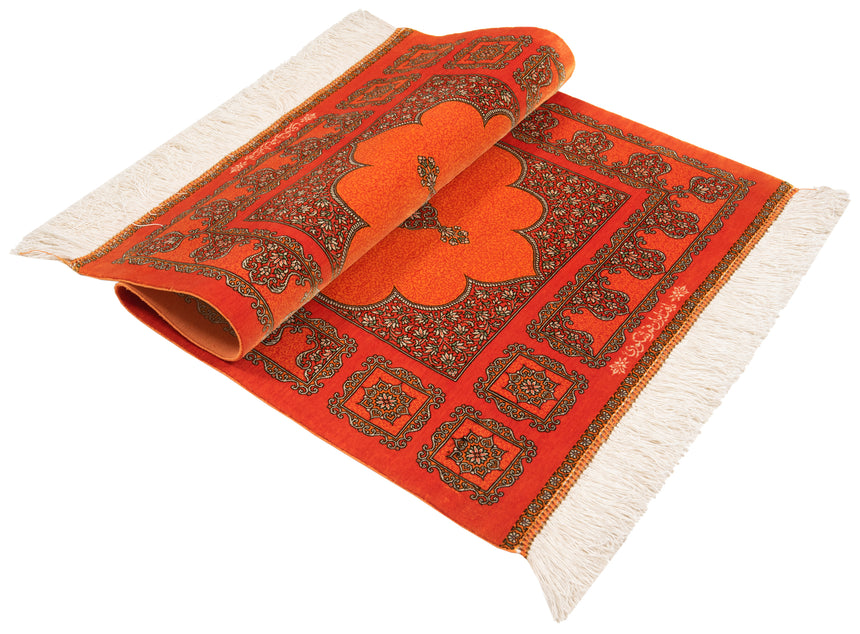 Alfombra persa de seda pura Qom | 94 x 60 cm