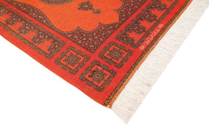 Alfombra persa de seda pura Qom | 94 x 60 cm
