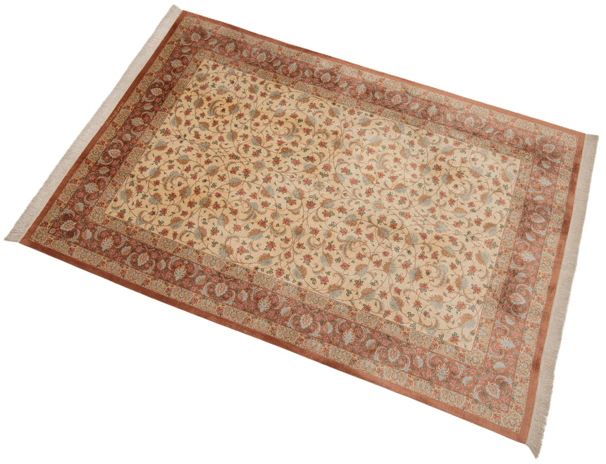 Alfombra persa de seda pura Qom | 302 x 200 cm