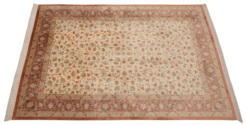 Alfombra persa de seda pura Qom | 302 x 200 cm