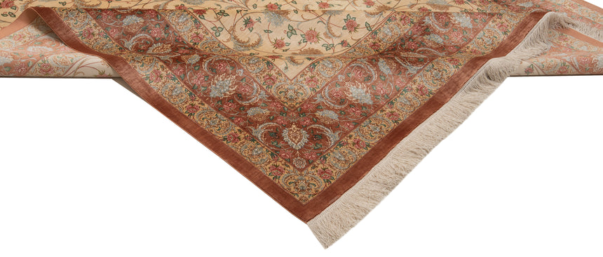 Alfombra persa de seda pura Qom | 302 x 200 cm