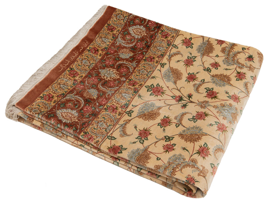 Alfombra persa de seda pura Qom | 302 x 200 cm