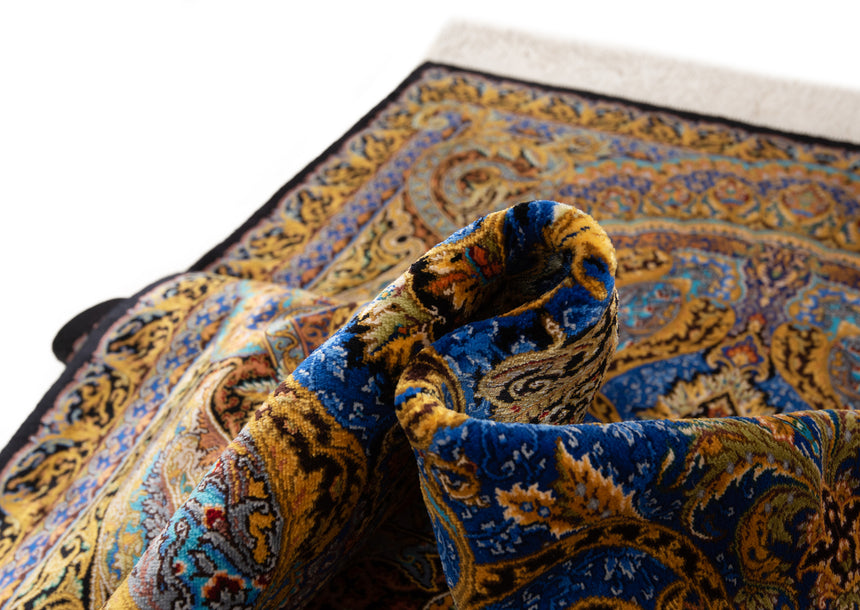 Alfombra persa de seda pura Qom | 120 x 79 cm