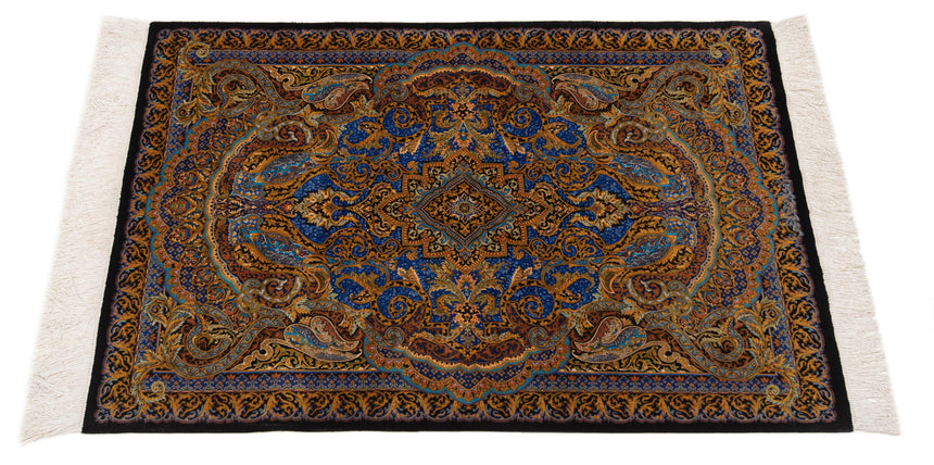 Alfombra persa de seda pura Qom | 120 x 79 cm
